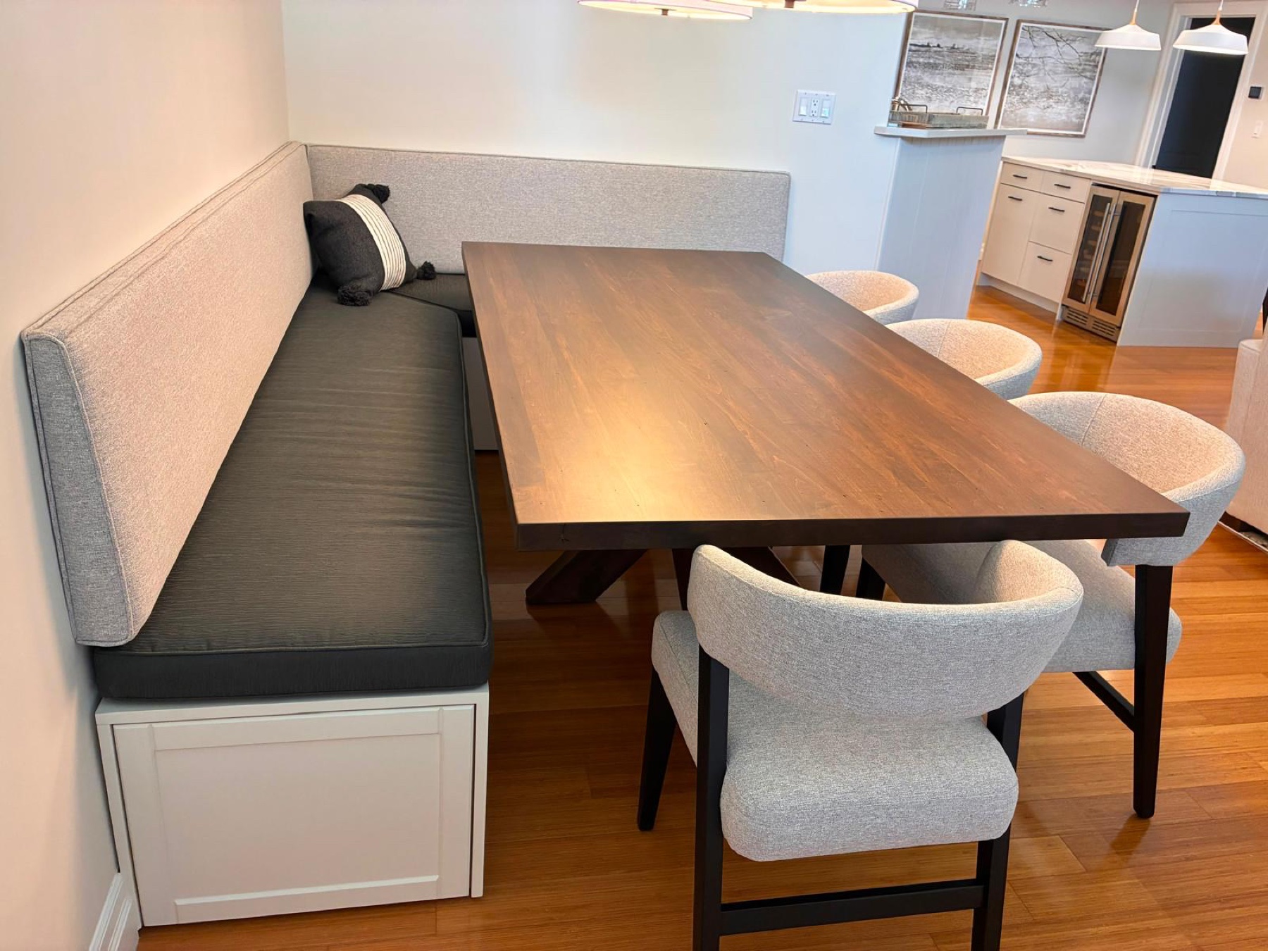 Custom banquette, daylight