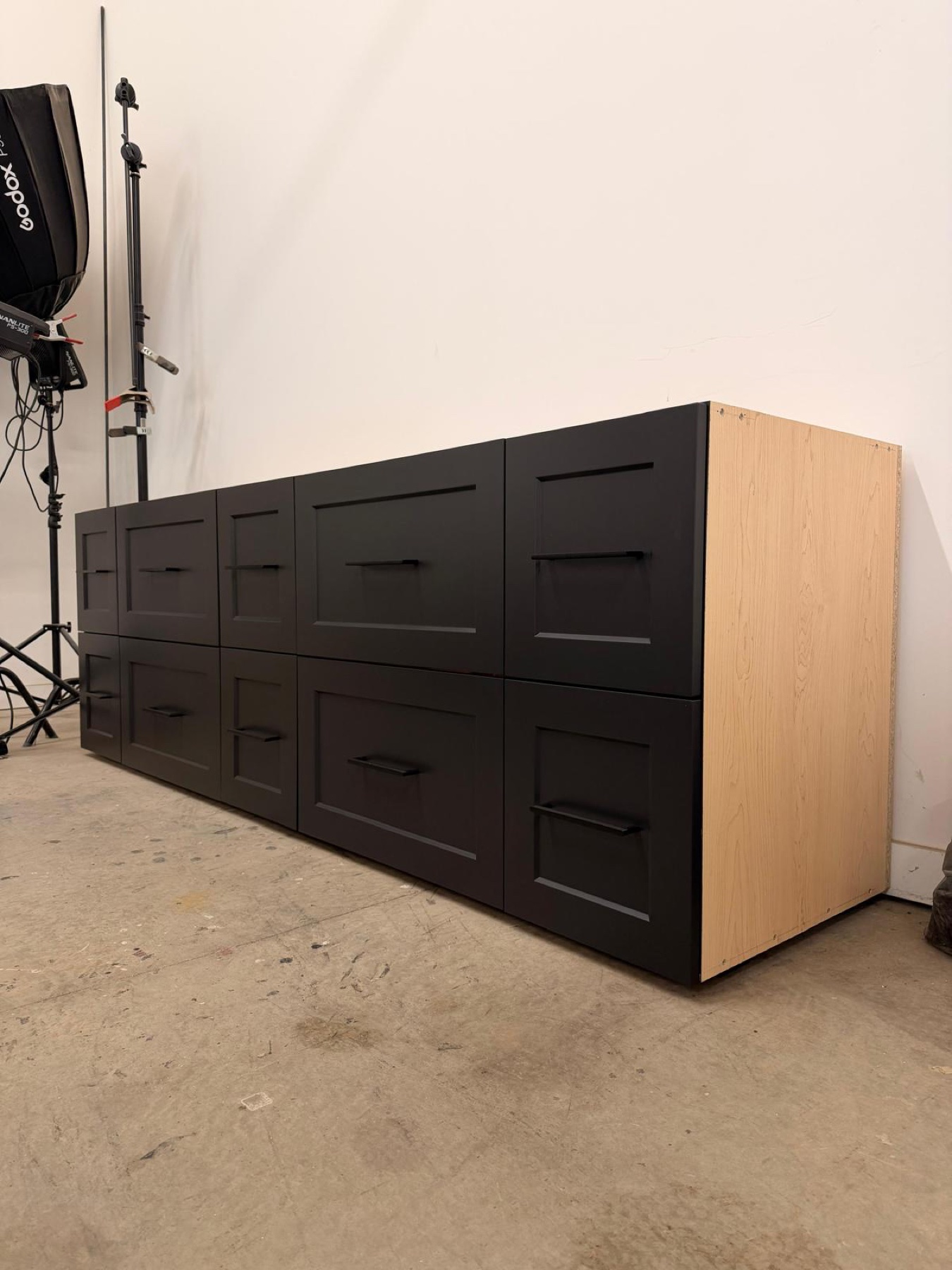 Two-drawer walnut cabinet