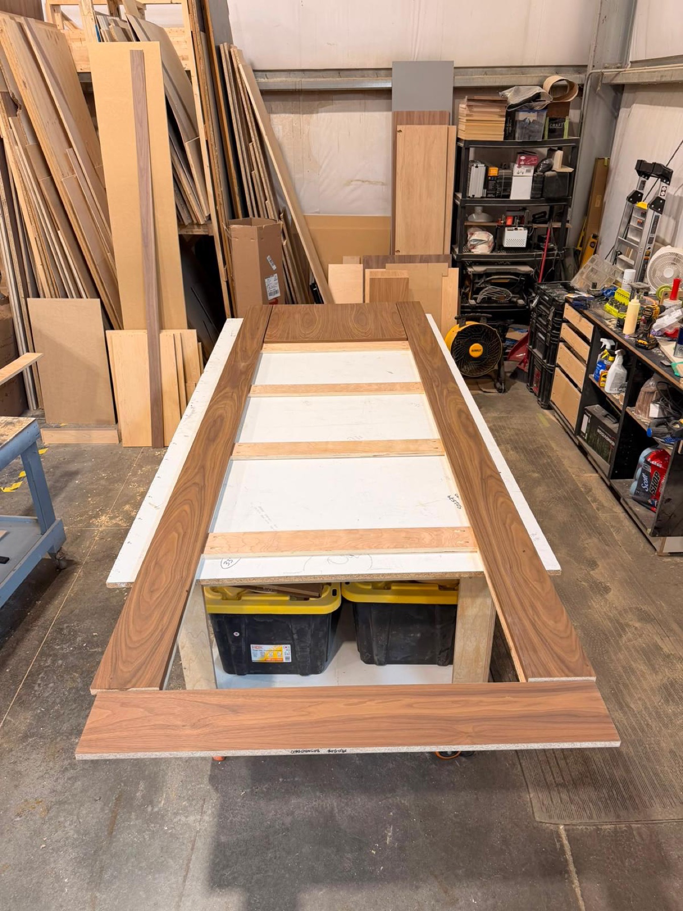 Walnut dining table in build